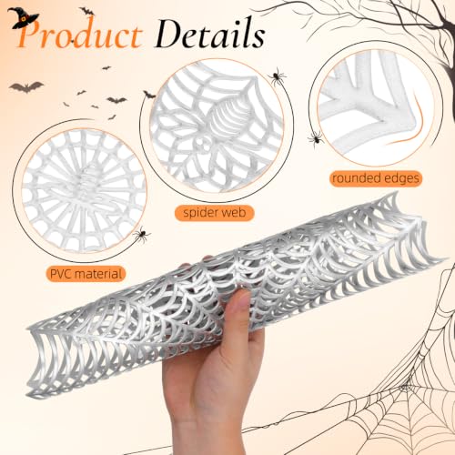 4-Pack Halloween Silver Spider Web Placemats Round Table Decor