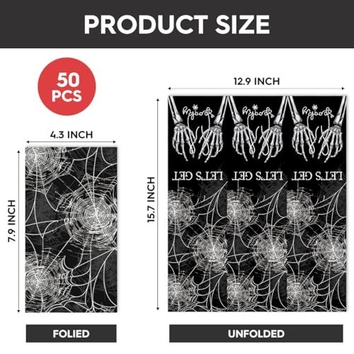 Halloween Paper Napkins 50 Pack Black Cobweb Decorative Disposable Tableware