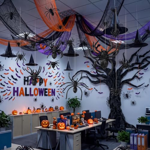 Halloween Decorations Kit - 167pcs Spooky Classroom Party Decor with Bats Spiders & Witch Hats - Variation: Halloween