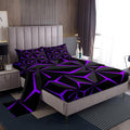 Neon Honeycomb Sheet Set King Size - Geometric 3D Purple Bedding for Teens & Adults - Multi 107