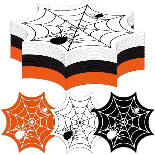 Halloween Spider Web Disposable Paper Napkins 48PCS Spooky Party Supplies