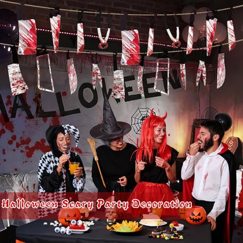 Halloween Horror Garland Banner with Blood-Splattered Weapons Indoor Decor