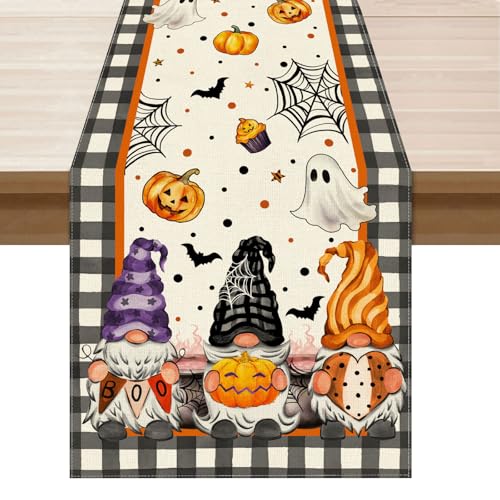 Halloween Gnome Table Runner 13x72 Inch Festive Table Decor