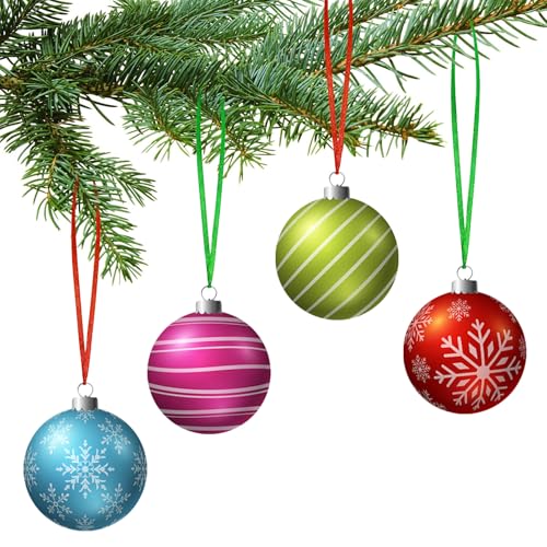 Christmas Ornament Ribbon Hangers - Red & Green Hand Tied String Hooks for Tree & Decorations