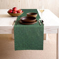 Pure Linen Table Runner 14x108 Inch Farmhouse Dining Decor - Forest Green - Athena