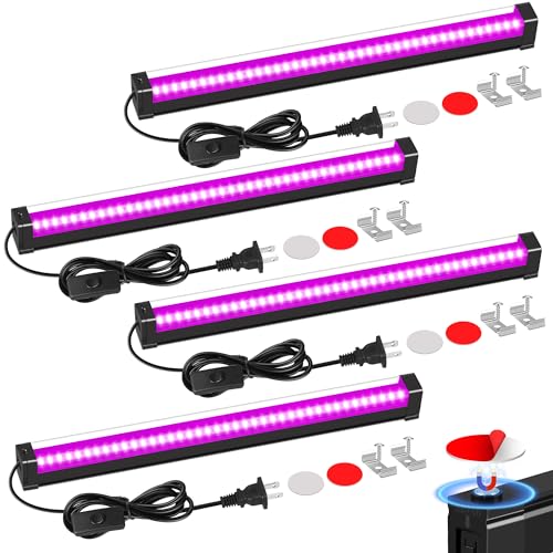 Black Light Bar 15W Portable LED Party Lights - 4 Pack, 1Ft Magnetic UV Blacklights