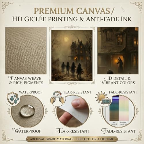 Halloween Haunted House Canvas Wall Art Poster 16x24 Unframed - Creepy Decor