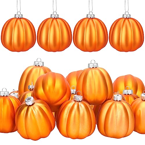 Fall Pumpkin Tree Ornaments Set - Autumn Hanging Decor, 12 Pieces, Classic Style