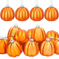 Fall Pumpkin Tree Ornaments Set - Autumn Hanging Decor, 12 Pieces, Classic Style