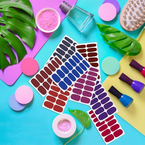 Dark Solid Color Glitter Nail Polish Strips - 24 Sheets with Bonus File & Cuticle Stick - Variation of Glitter & Solid Color-03