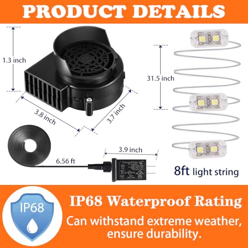 Inflatable Fan Replacement 12V 1.0A with LED Lights & Adapter for Halloween Christmas Decorations - Variation of 12V/1.0A