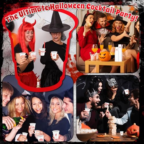 Halloween Bloody Shot Glasses Set - 100 Disposable 2oz Plastic Cups for Parties