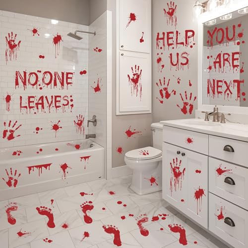 Halloween Bloody Handprint Footprint Floor Stickers - Spooky Wall & Window Decals
