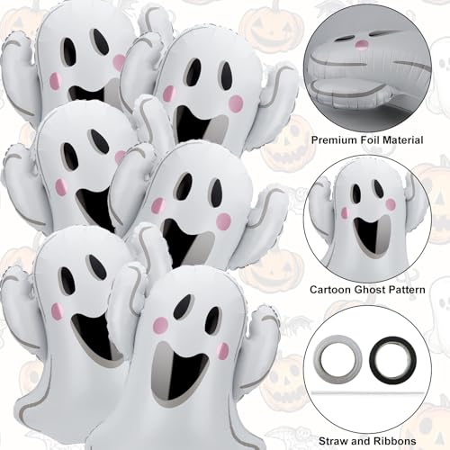 Halloween Ghost Balloons - Ghost-Style Foil Balloon Set with Ribbons - Variation of Ghost-1