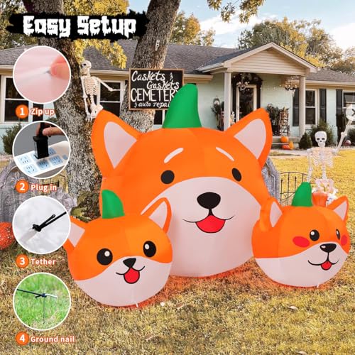 5 ft Halloween Inflatable Pumpkin Dog Outdoor Decor with LED Lights