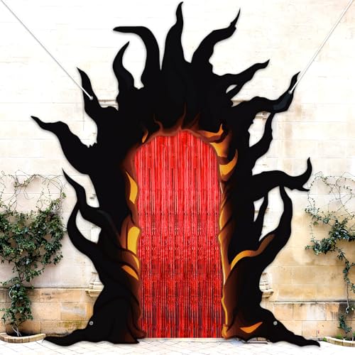 MinFyberd Spooky Rustic Halloween Party Banner - Weird World Door Decor