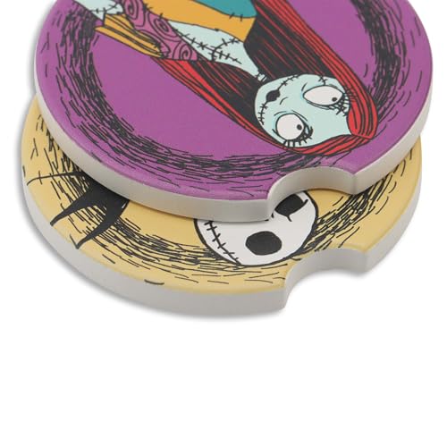 Purple Ceramic Car Coasters Set - The Nightmare Before Christmas Jack & Sally
