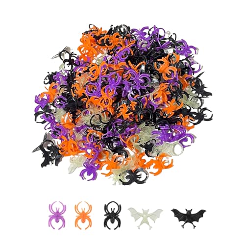 Halloween Spider and Bat Rings - 150 Pack Plastic Party Favors & Decorations