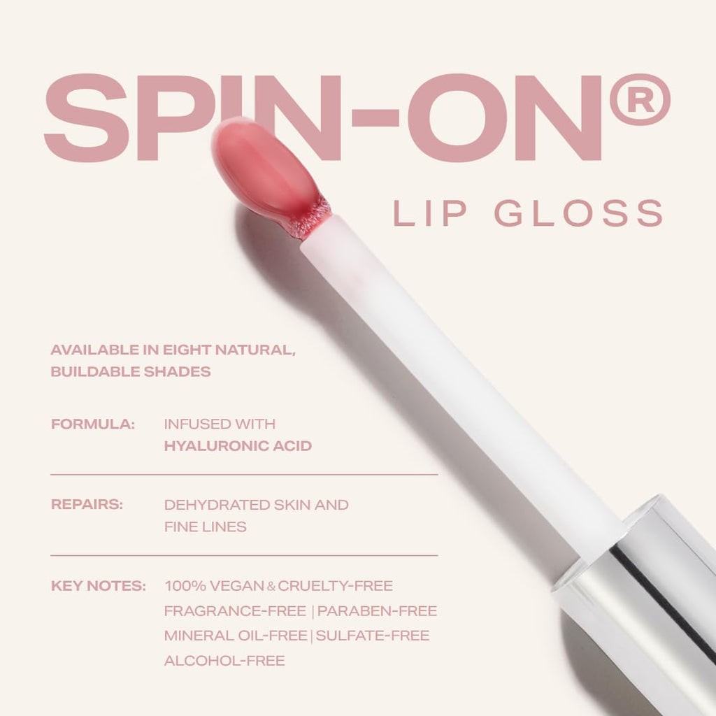 Woosh Beauty Spin-On Lip Gloss - Hydrating Hyaluronic Acid & Shea Butter for No Fine Lines | Vegan & Cruelty-Free - Glaze