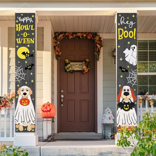 Halloween Ghost Dog Banner Door Wall Hanging Party Decorations - Hey Boo