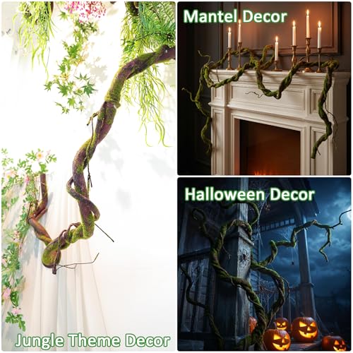 Artificial Mossy Tree Branches - Bendable Reptile Jungle Vines, 70.9 Inches