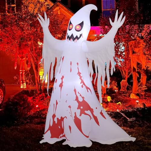 Giant Inflatable Ghost Halloween Decoration with LED Lights - 8.2 ft Outdoor Yard Decor