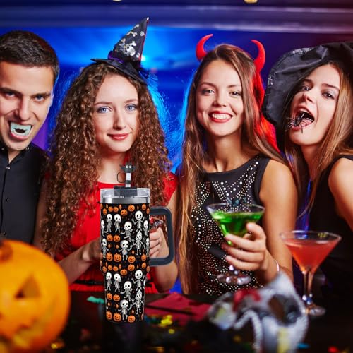 Halloween Straw Cover Cap - Reusable Pumpkin Silicone Toppers for Stanley Cup - 5PCS