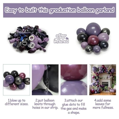 Purple Black Balloon Arch Garland Kit - Double Stuffed Latex 102PCS Gothic Party Decor