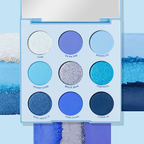 Blue Moon Eyeshadow Palette - Monochromatic Blue Makeup with Matte, Metallic & Duochrome Finishes