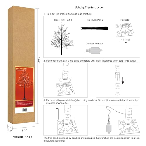 Halloween Willow Tree with 200 LED Lights - 6FT Orange Spooky Tree for Indoor & Outdoor Decor