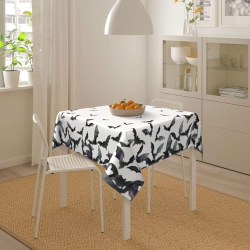 Halloween Tablecloth Square 54x54 Inch Black Bats Farmhouse Decor - Sorktse