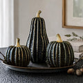 Black & Gold Resin Pumpkin Decorations Set - Halloween & Fall Decor