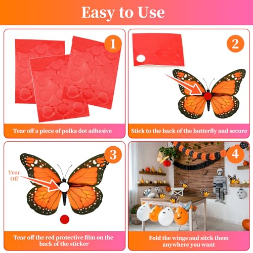 Monarch Butterfly Decorations Set - 36 PVC Lifelike Holiday & Dia De Los Muertos Decor