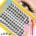 Eyelash Clusters Kit with Glue, Tweezers & Brush - Fox Eye & Manga Style DIY Lashes