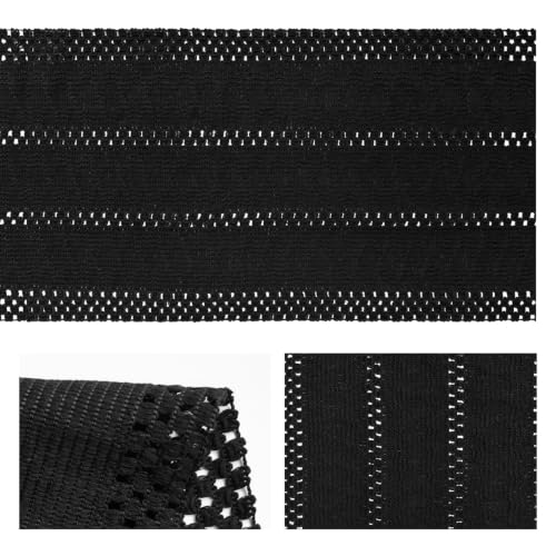 Farmhouse Black Woven Table Runner 12x90 Inch - Durable Linen Look Decor