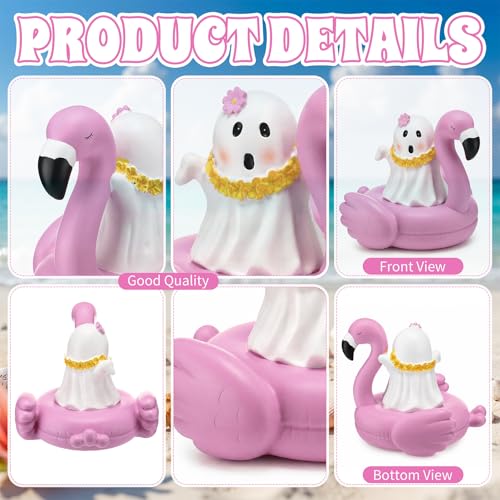 Halloween Ghost Decor - 6 Inch Resin Kawaii Ghost Flamingo Figurine