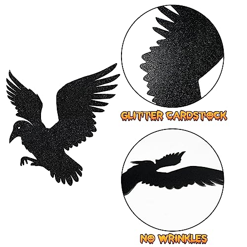 Halloween Decorations Glitter Raven Cutouts Set - 32 PCS Gothic Party Decor - Variation of THIS listing