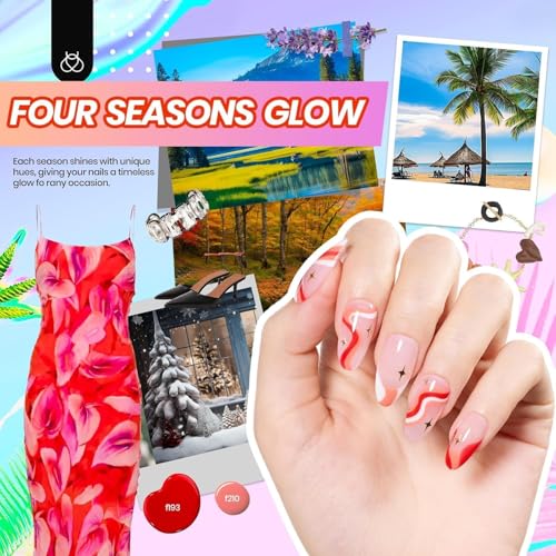 Beetles 32 Colors Gel Nail Kit with UV Light - C-Four Seasons Glow, 54 Pcs