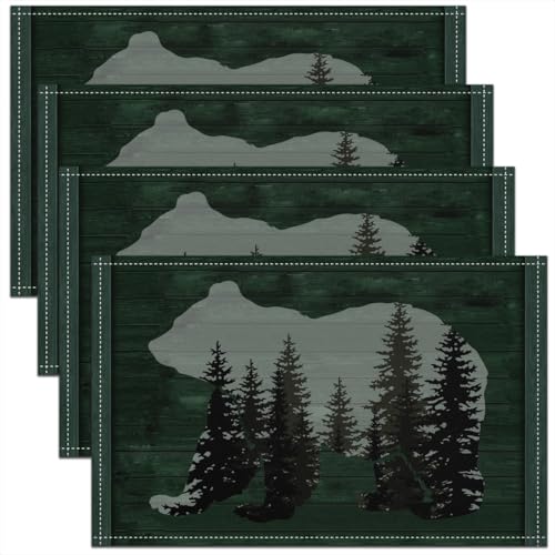Jejeloiu Bear Dinner Placemat Set - 18x12 Inches, Multi Style