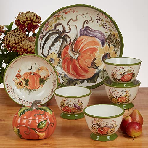 Pumpkin Serveware Platter 13.75x11.5 Inches - Harvest Morning Fall Decor