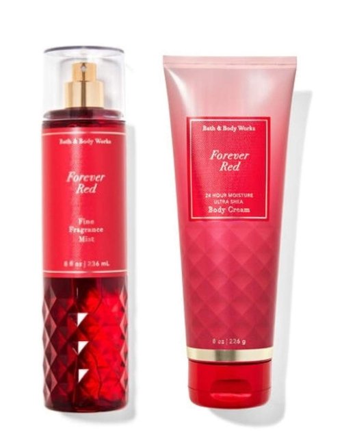 B & Body Works Bath and Body Works - Forever Red - Gift Set - Fine Fragrance Mist & Body Cream - 2020 Full Size
