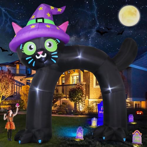 14ft Halloween Inflatable Cat Arch Yard Decoration with LED Lights, Waterproof Outdoor Decor