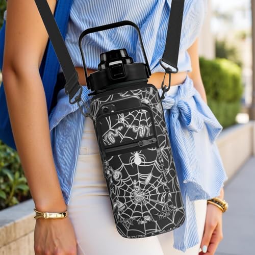 Spider Web Snake Half Gallon Water Bottle with Sleeve - 64 OZ - Witchy Gift