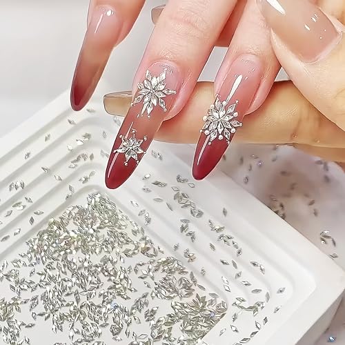 Mini Rhombic Nail Art Charms - Silver 300Pcs Shiny Zircon Flatback Nail Gems
