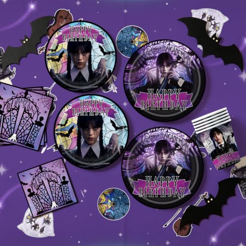 Halloween Birthday Party Decorations Set with Balloons, Banner & Tableware