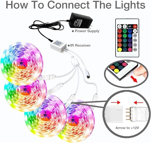 Dalattin 400ft RGB LED Strip Lights with App & Remote Control - Smart 24V RGB Light Strips for Room & Holiday Decor