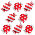 Red Candy Shape Foil Balloons Pack for Birthday Party Decorations - 8 Pack