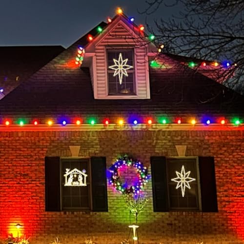Christmas Window Silhouette Lights - Bethlehem Star & Nativity 16-inch Decorations - UL Certified LED