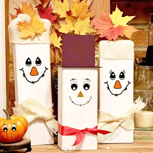 Fall Scarecrow Face Stickers - 30 Vinyl Decor Decals for Crafts & Projects