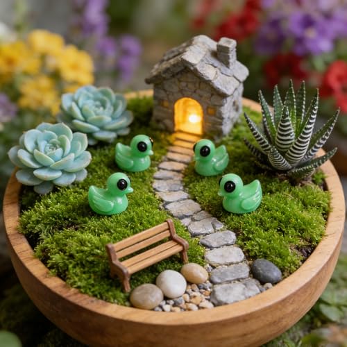 200 Pack Luminous Green Alien Duck Figurines for Party Favors and Decorations